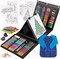 215 Piece Art Set Crafts Drawing Kit with Trifold Easel, Includes Preprinted Paper, Oil Pastels, Crayons, Colored Pencils, Smock & More Gifts for Girls Boys Teen Ages 4-6-8-9-12